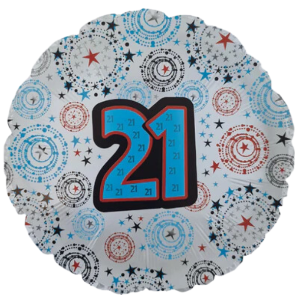 21st Balloon - Blue Circles