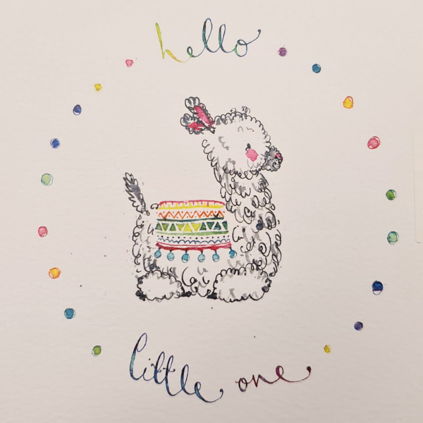 Hello Little One Llama Card