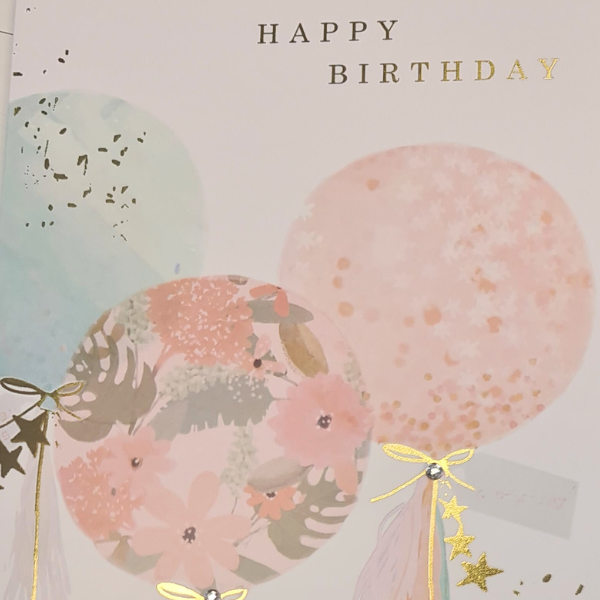 Happy Birthday Gold Streamers Card